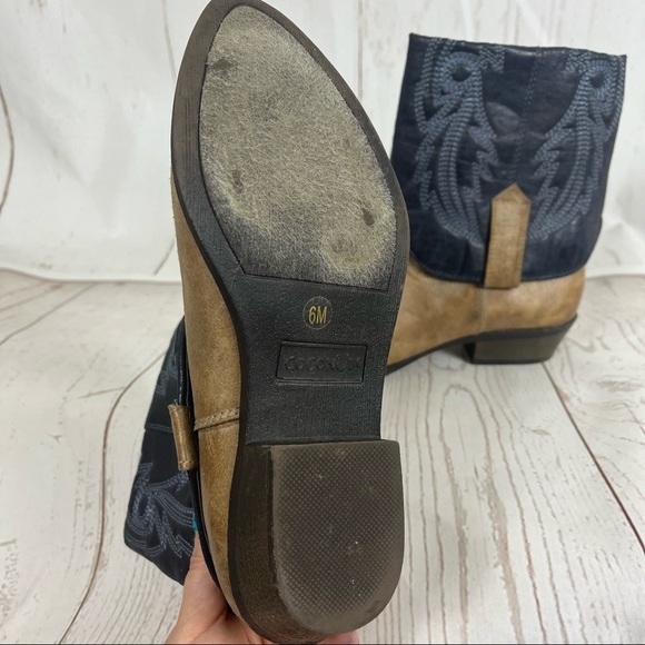 Coconuts by Matisse cowboy boots size 6 tan navy blue boho western faux leather - Picture 6 of 6